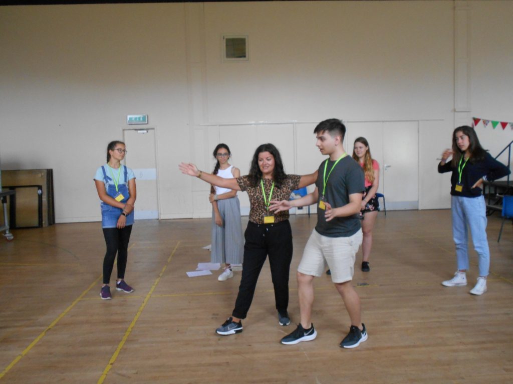 Students practicing acting
