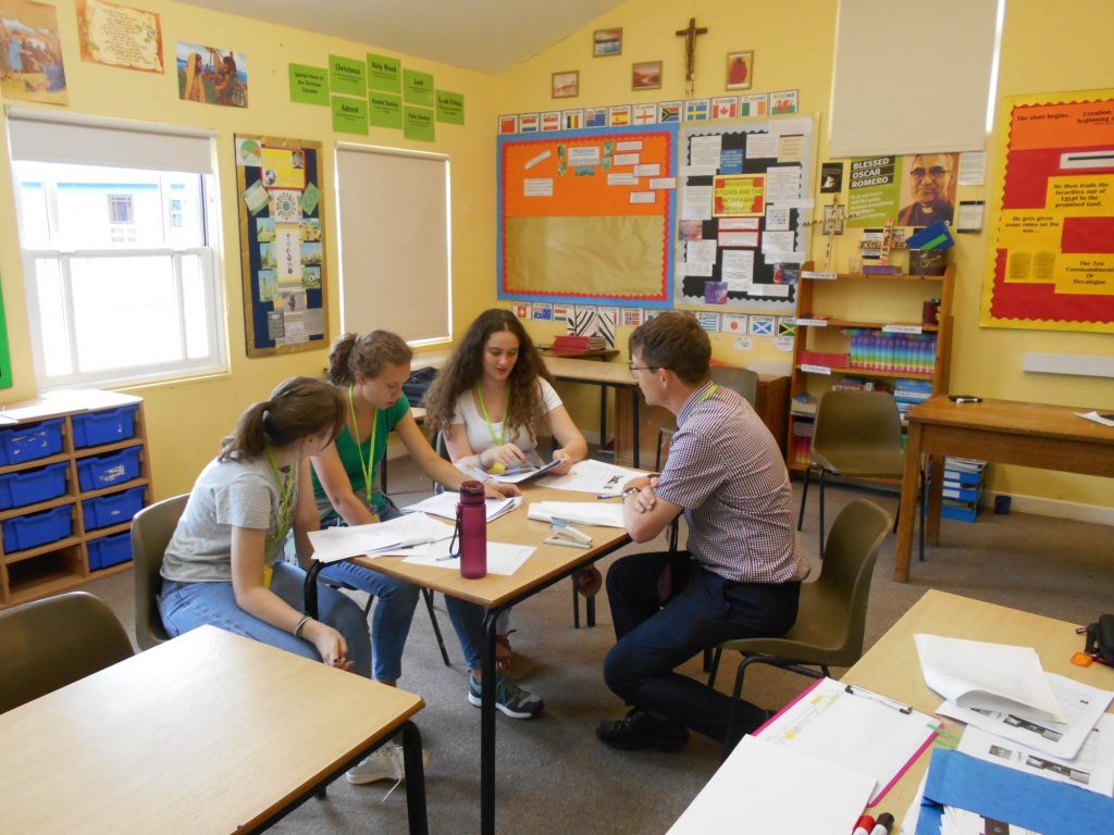 Students studying in Shakespeare class